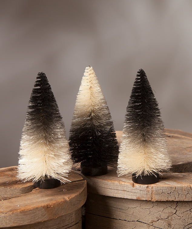 Black & White Ombre Mini Bottle Brush Trees