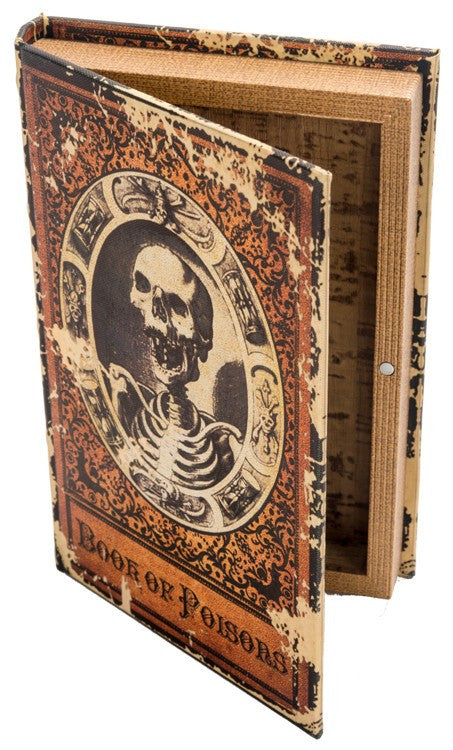 Vintage Book of Poisons Box with Skeleton