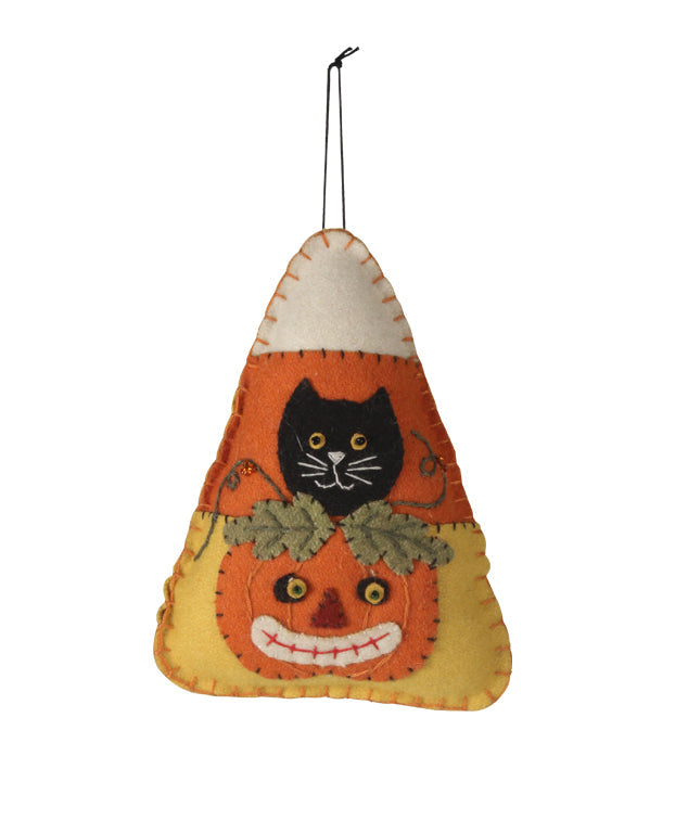 Candy Corn Kitty Applique Ornament