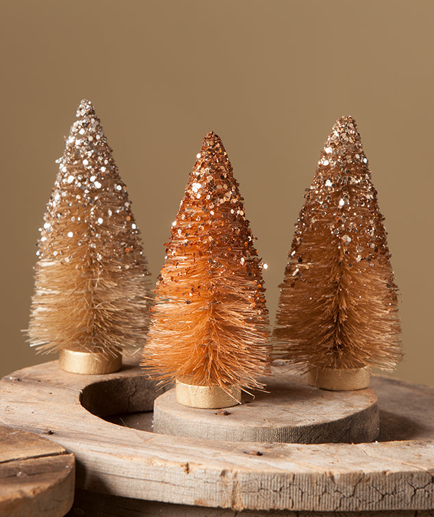 Fall Sparkle Mini Bottle Brush Trees