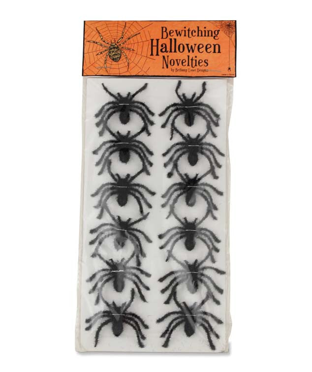 Flocked Halloween Spiders