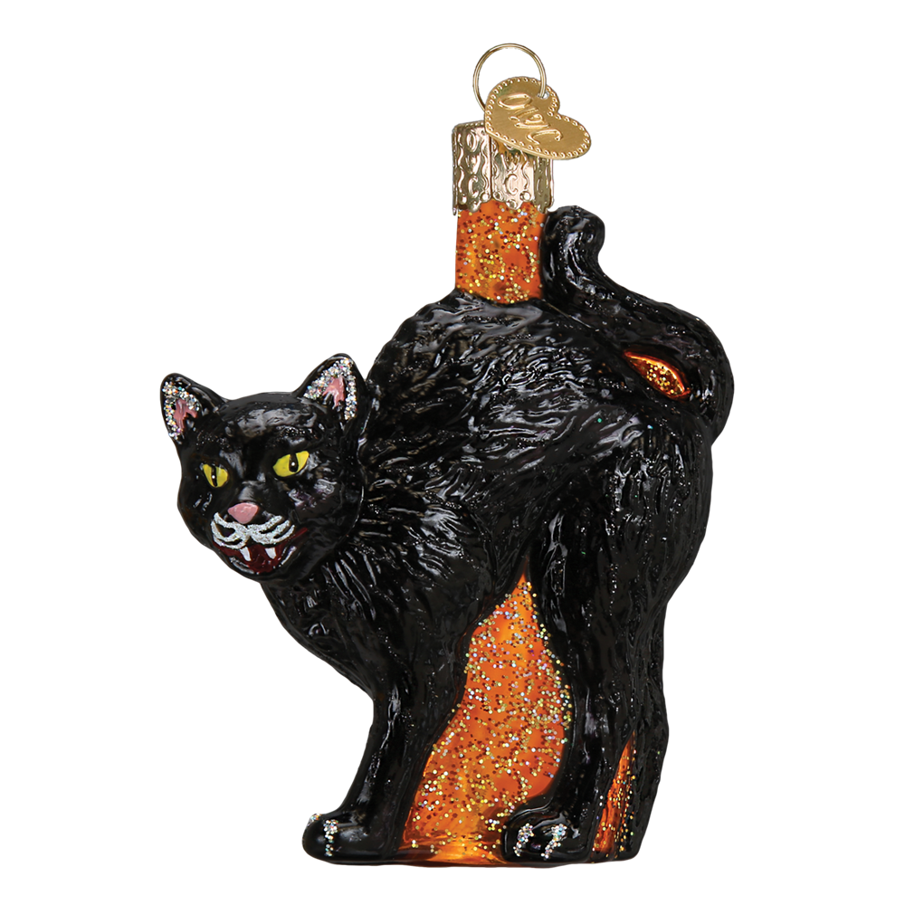 Glass Scaredy Cat Ornament