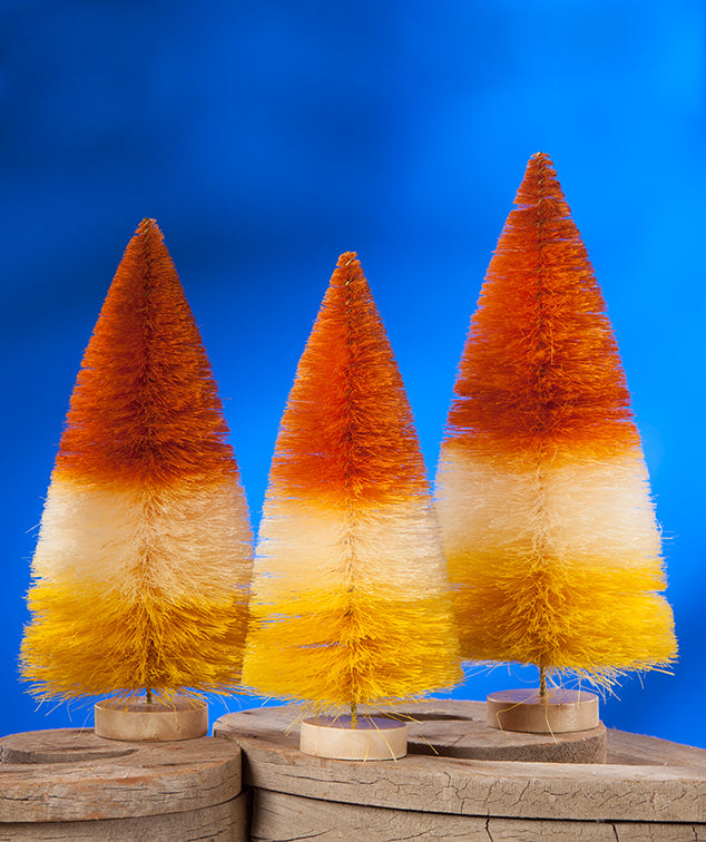 Halloween Candy Corn Bottle Brush Trees