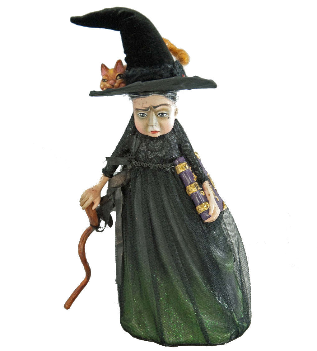 Tabatha Witch with Orange Tabby Cat Figurine