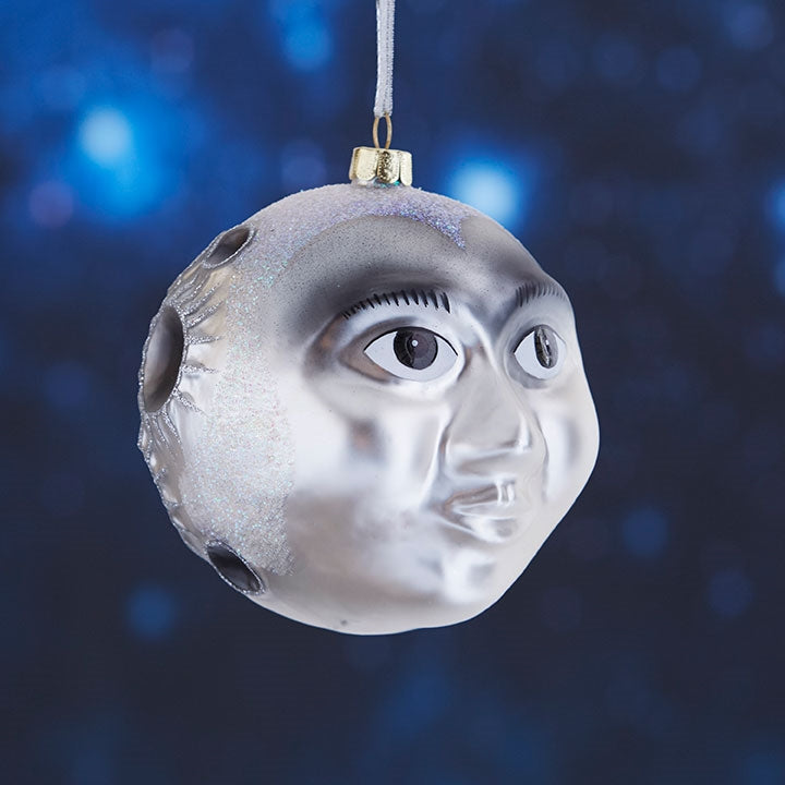 Man in the Moon Ornament - Glass