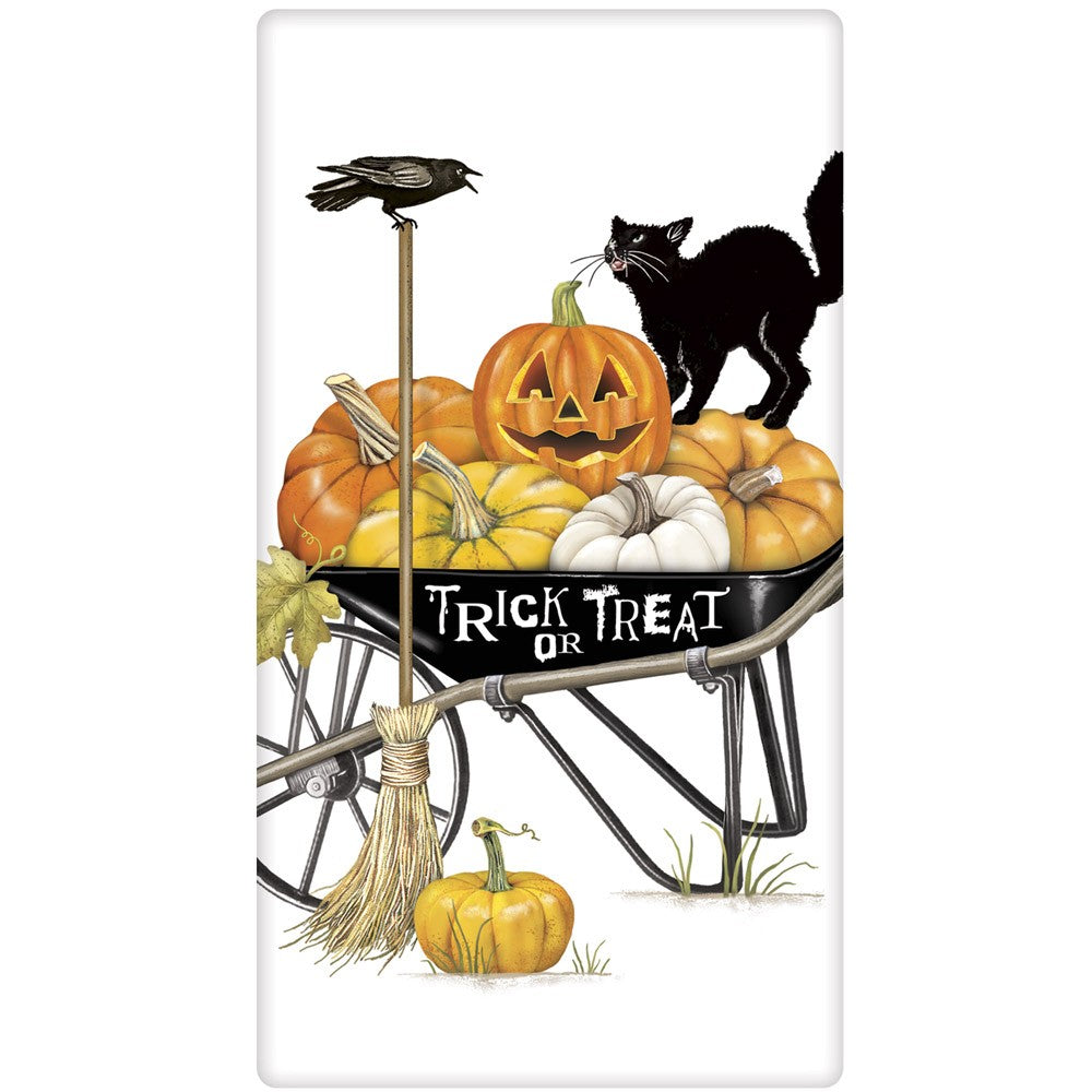 Halloween Pumpkin Wheelbarrow Towel