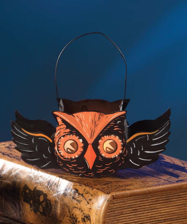 Mini Tin Flying Owl Halloween Bucket