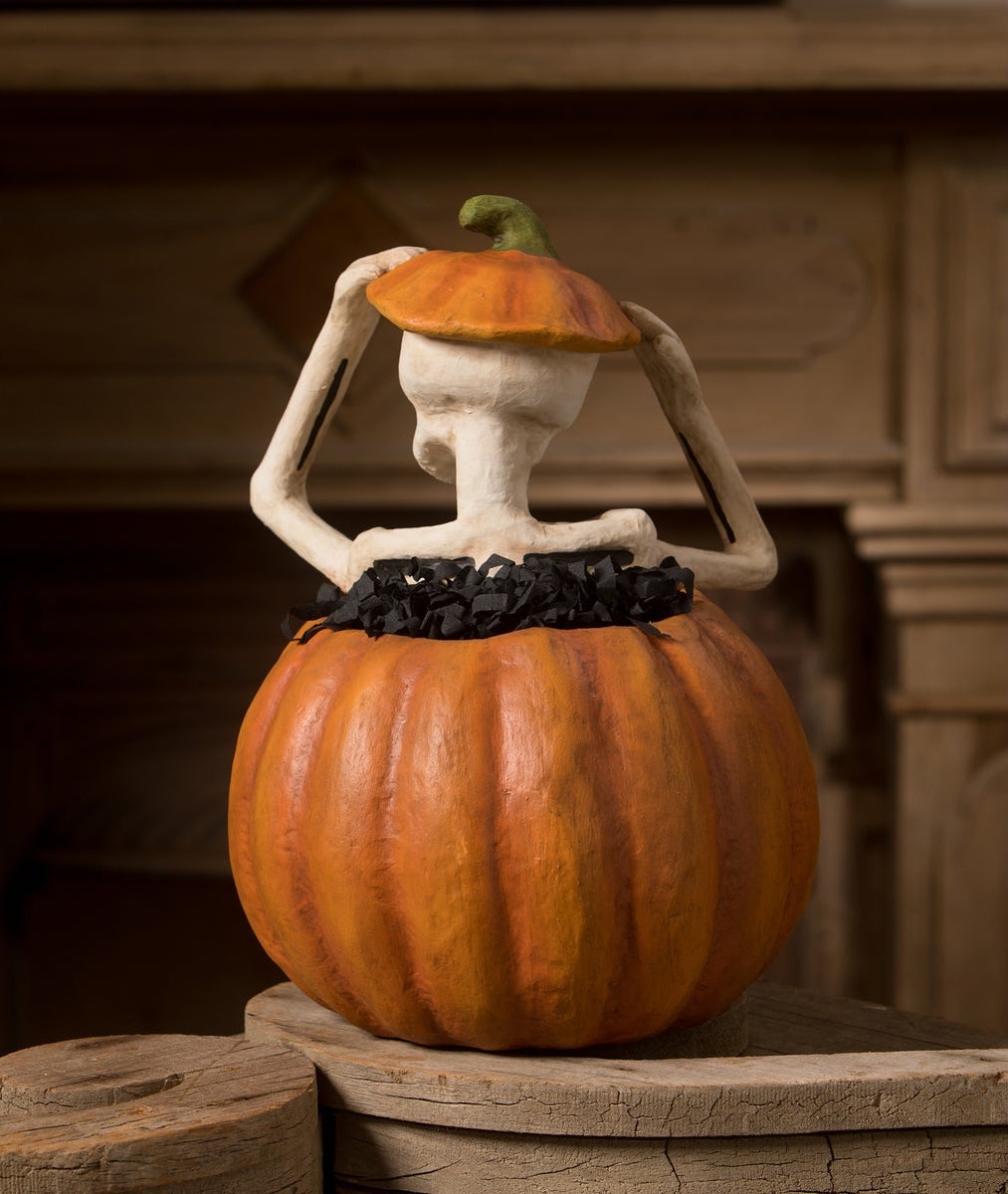 "Pop Up Skelly, Paper Mache"