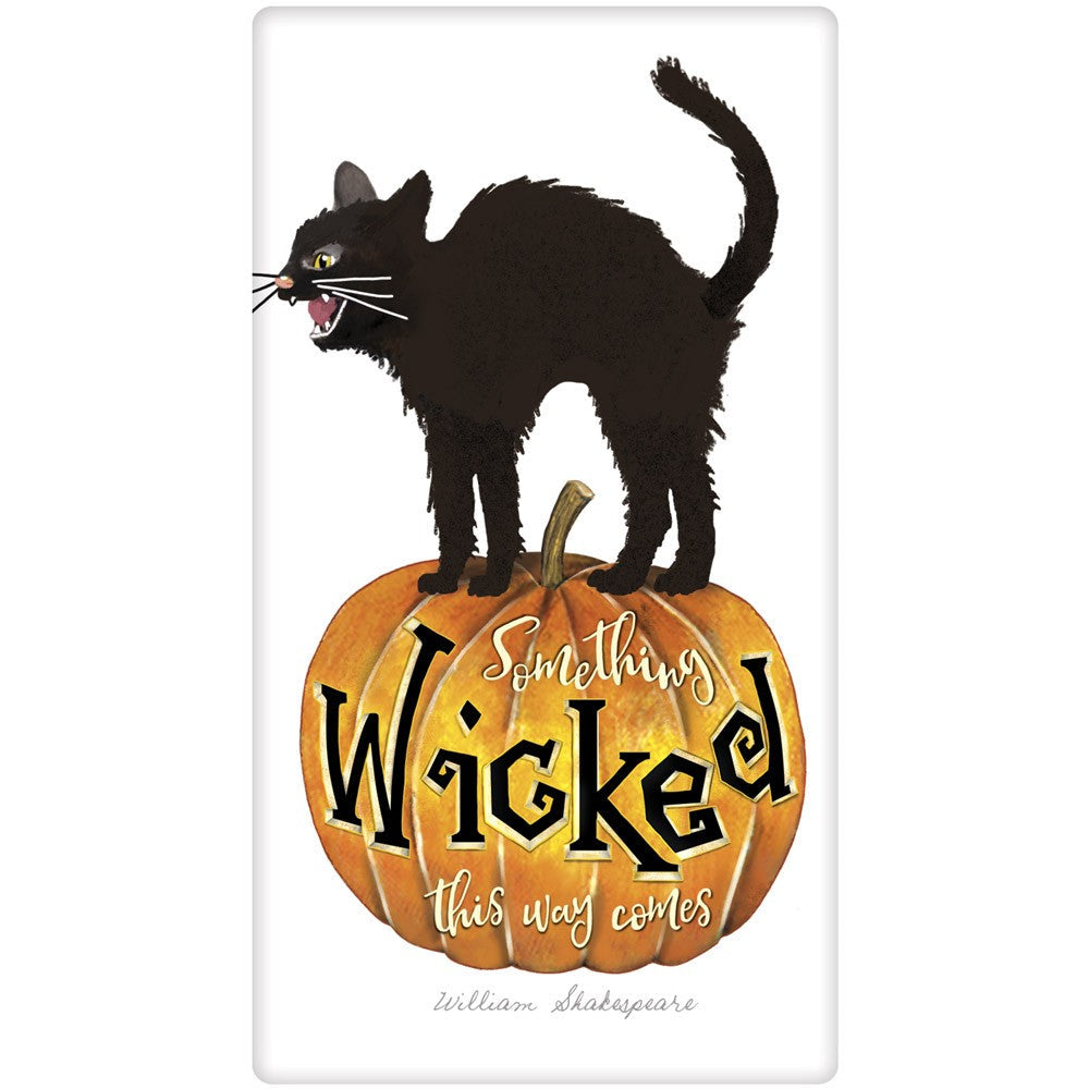 Wicked Black Cat on Pumpkin Towel