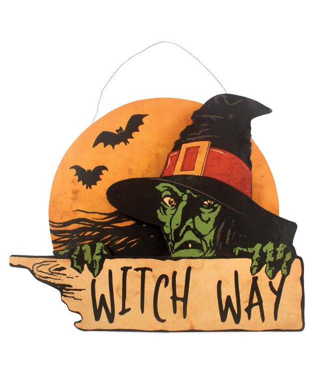 Witch Way Tin Sign - Bethany Lowe